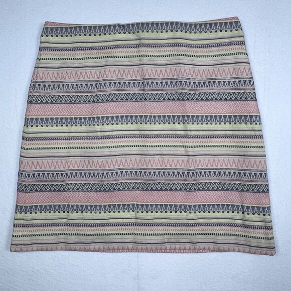 Loft Multicolored Stripe Mini Skirt Zipper Women’s Casual Cocktail Work Size: 8P - Picture 1 of 10